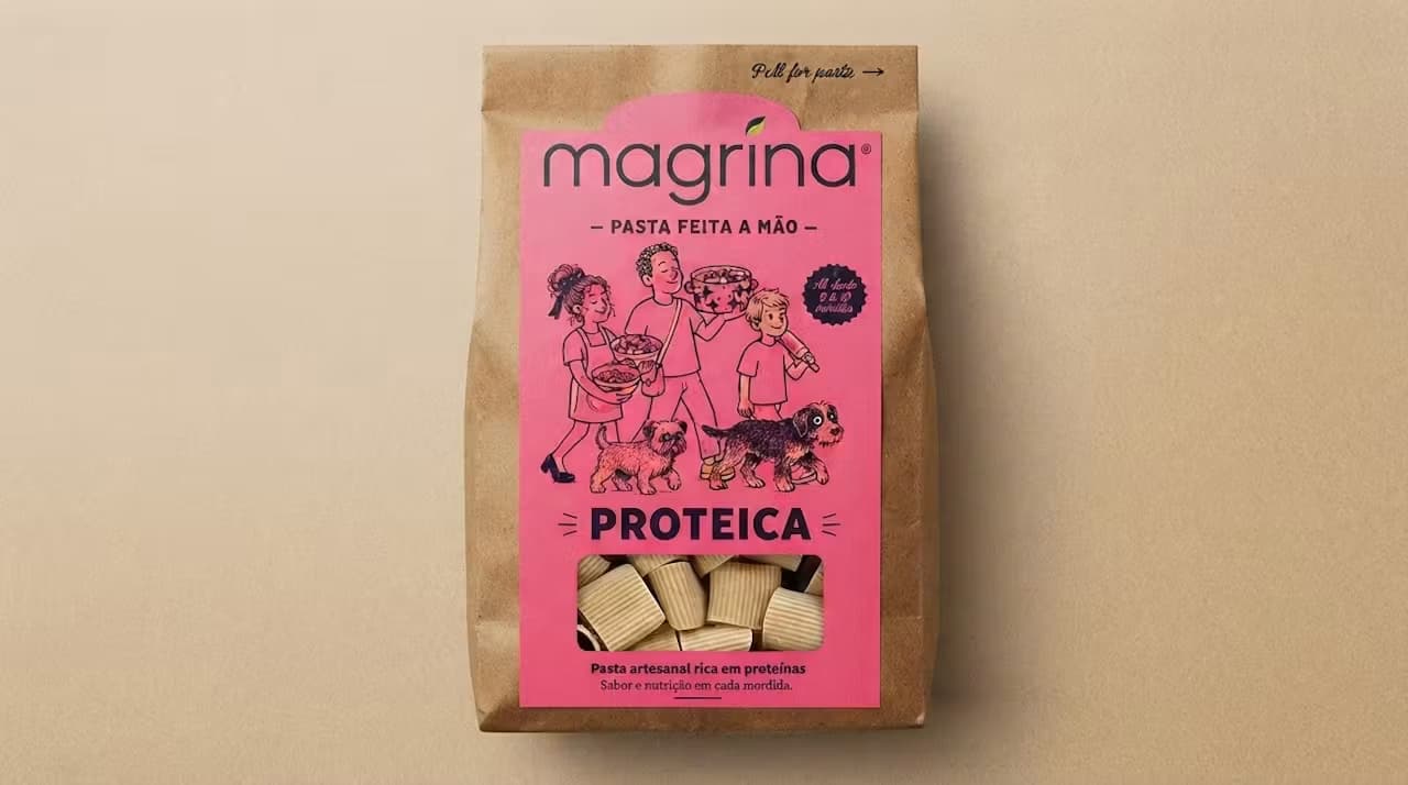 Embalagem da massa proteica artesanal Magrina